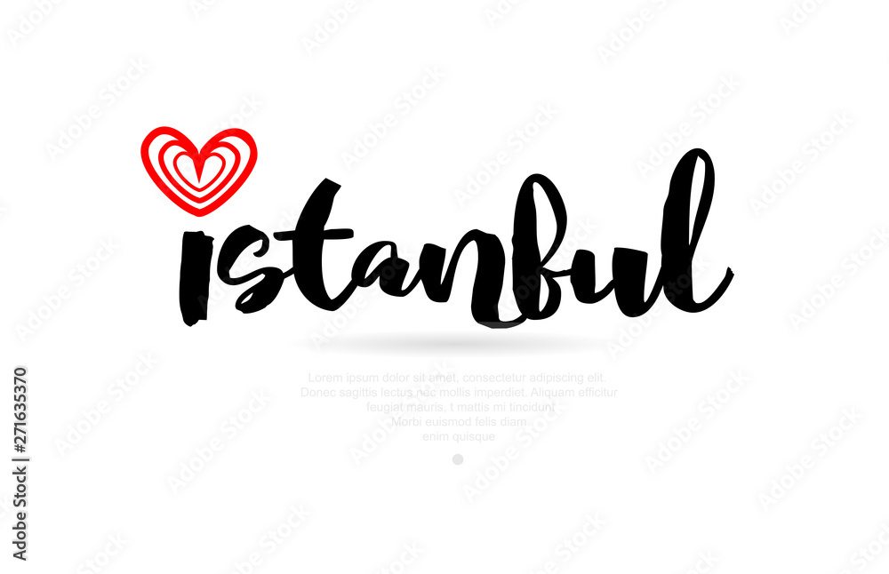 Istanbul city with red heart design for typography and logo design Istanbul city with red heart design for typography and logo design