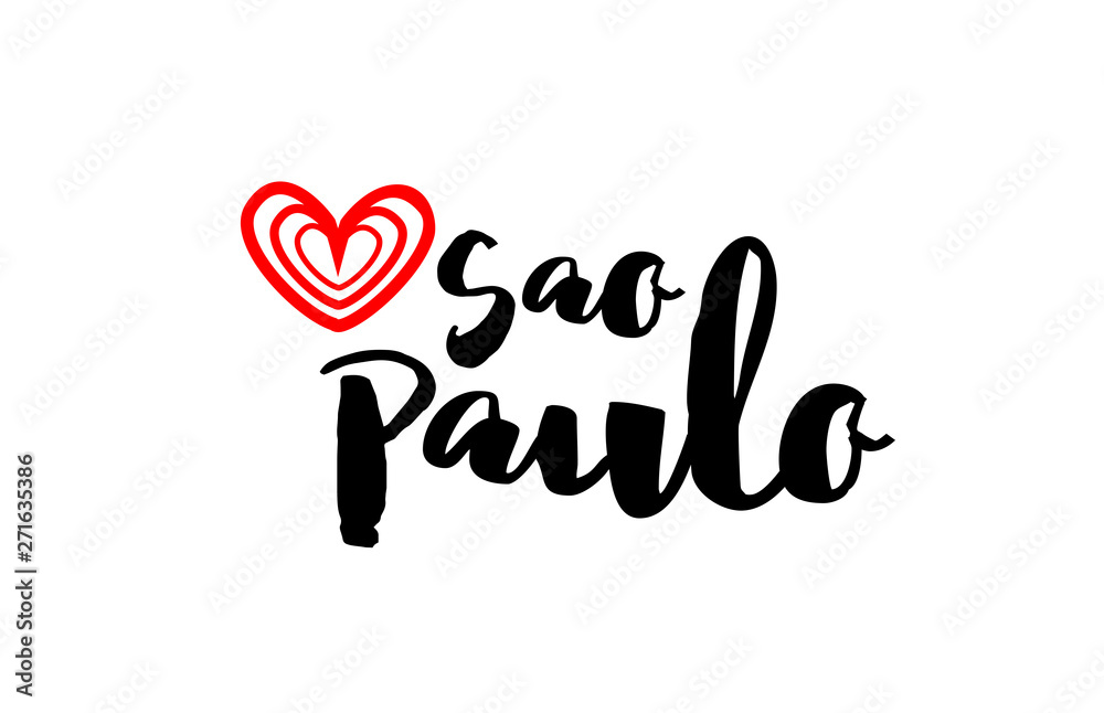 Sao Paulo city with red heart design for typography and logo design