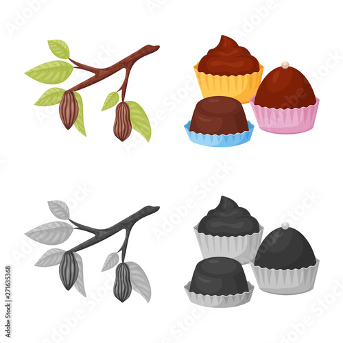 Vector illustration of food and yummy symbol. Collection of food and brown   stock symbol for web.