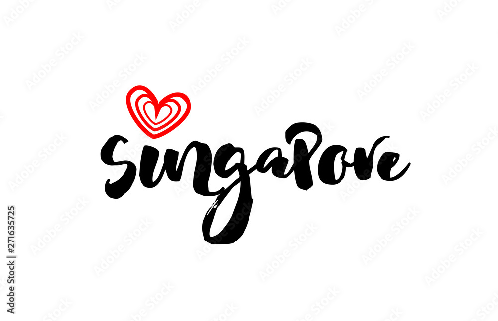 Singapore city with red heart design for typography and logo design Singapore city with red heart design for typography and logo design