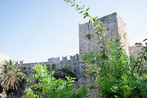 City gate and city walls of medieval city of Rhodes (Rhodes, Greece)