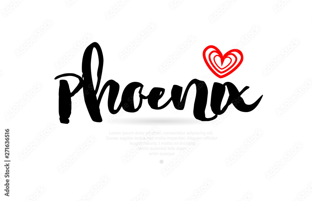 phoenix city with red heart design for typography and logo design phoenix city with red heart design for typography and logo design