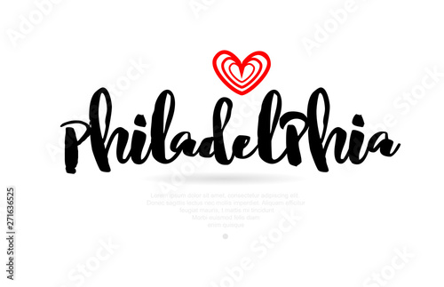 philadelphia city with red heart design for typography and logo design