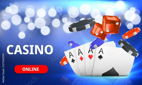 Casino online shine background with chips and cards. Concept for flyer, banner, poster. Vector illustration.