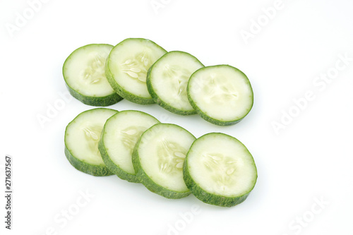 slices of cucumber isolated on white