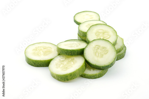 slices of cucumber isolated on white