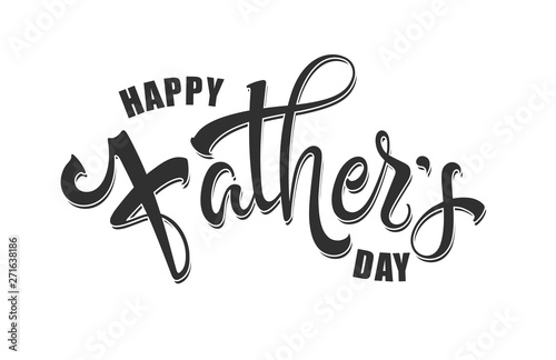 Happy Fathers Day typography icon. Hand sketched celebration quotation for poster, web design, banner, greeting card, postcard, flyer, event icon logo or badge. Vector illustration.