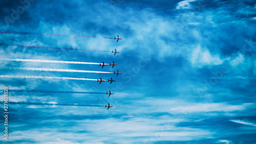 airplanes in sky, Torbay airshow in Paignton, Devon, June, 2019.