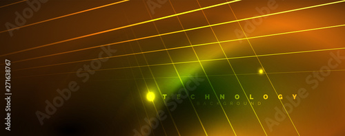 Vector neon light lines concept, abstract background
