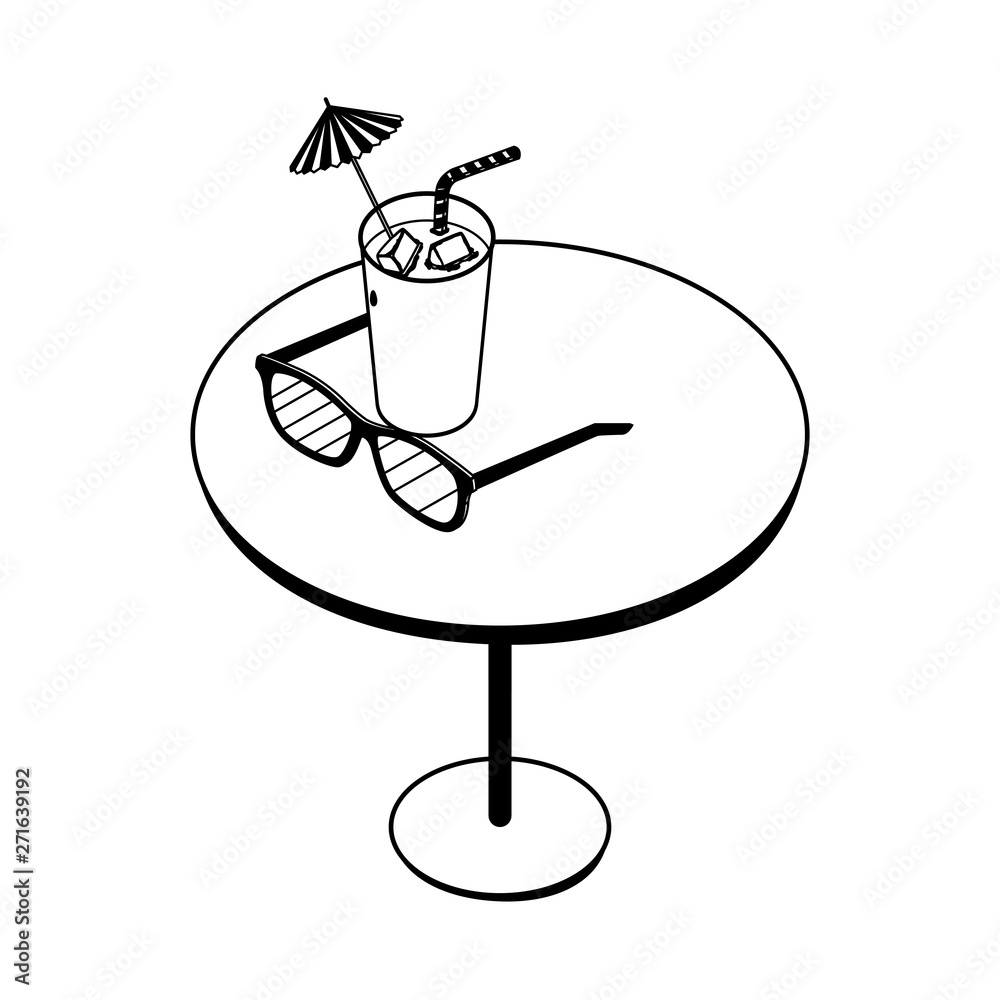 table with juice fruit cocktail and sunglasses table with juice fruit cocktail and sunglasses