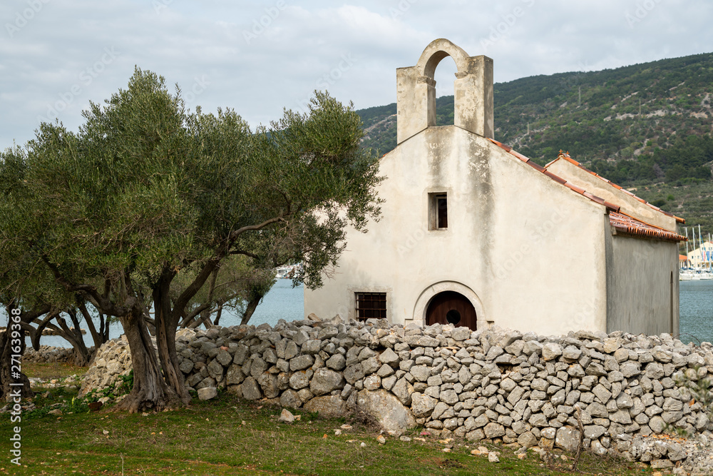 old little chapel in an olive grove by the sea old little chapel in an olive grove by the sea