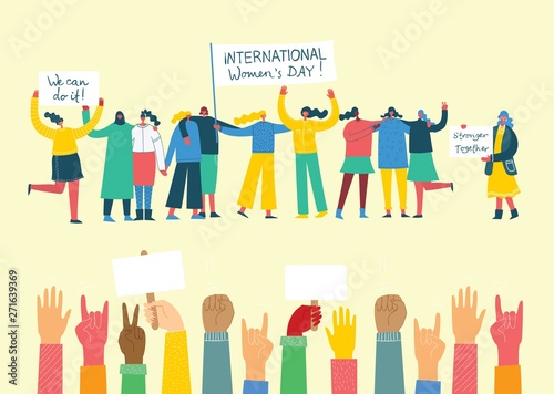 Stronger together. Feminine concept and woman empowerment design for banners -