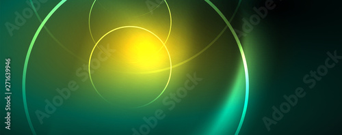Shiny neon lines template - northern lights glowing blur lines. Futuristic style glow neon 80s disco club or night party techno template