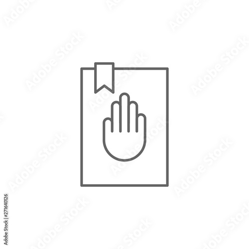 Justice oath outline icon. Elements of Law illustration line icon. Signs, symbols and vectors can be used for web, logo, mobile app, UI, UX