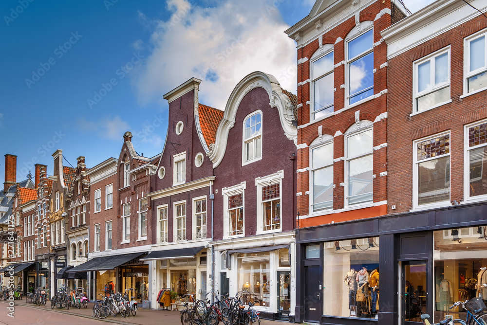 Street in Haarlem, Netherlands - obrazy, fototapety, plakaty 