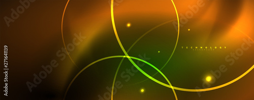 Shiny neon lines template - northern lights glowing blur lines. Futuristic style glow neon 80s disco club or night party techno template