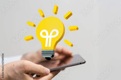 idea lamp concept in hand