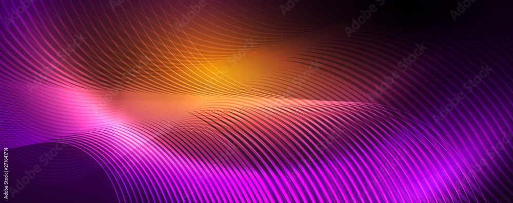 Shiny neon lights, dark abstract background with blurred magic neon light curved lines Shiny neon lights, dark abstract background with blurred magic neon light curved lines