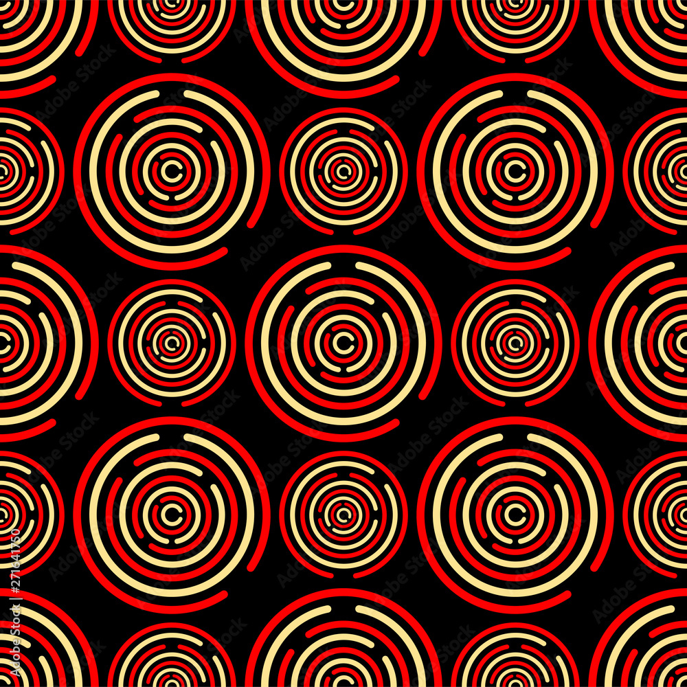 Circle maze colorful seamless pattern on black background Circle maze colorful seamless pattern on black background