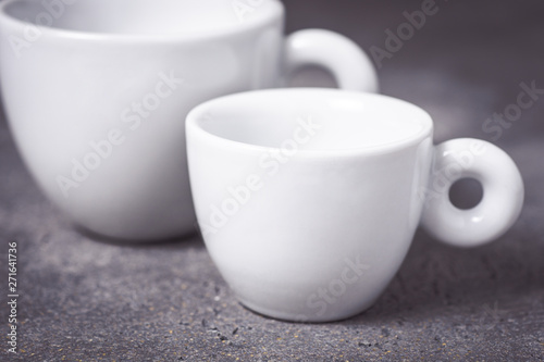 Empty White Espresso Coffee Cup on Dark Background