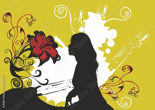 Fondo con silueta de mujer