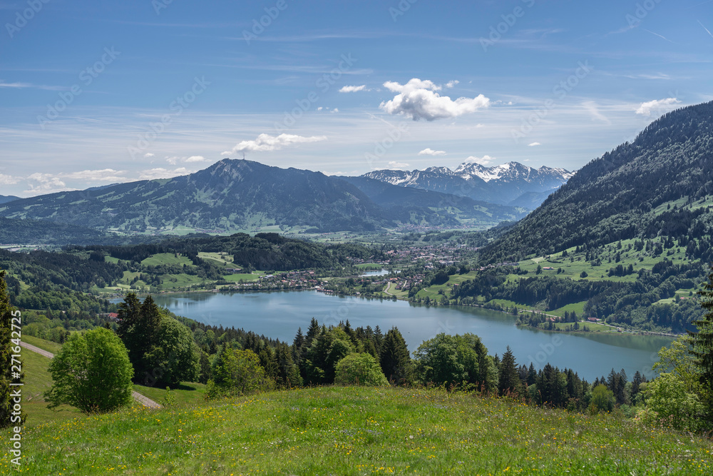 view over the Alpsee in the Allgau Alps near Immenstadt, Bavaria, Germany