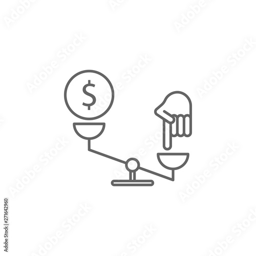 Justice scale outline icon. Elements of Law illustration line icon. Signs, symbols and vectors can be used for web, logo, mobile app, UI, UX