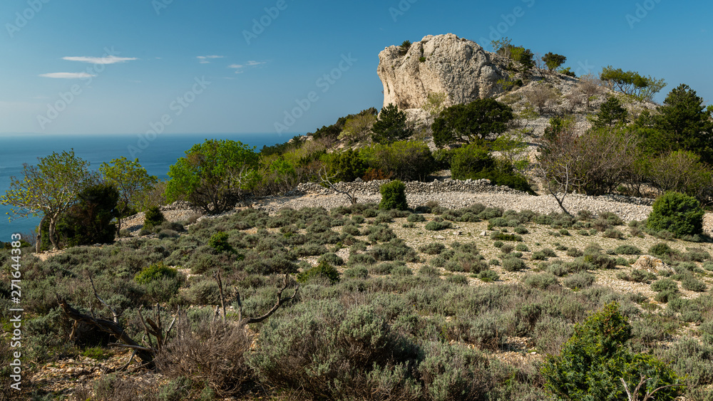 Prominent rock formation near Lubenice on the croatian island Cres