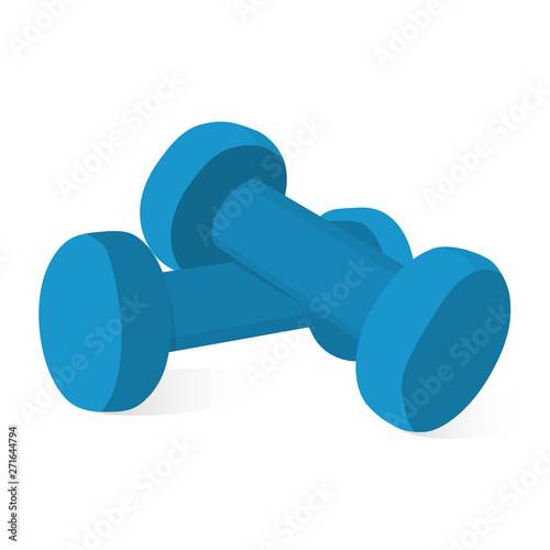 Blue dumbbells isolated on white background. Vector flat Illustration.