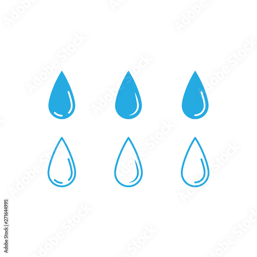 Water drops icon set. Liquid drop symbol illustration. Outline waterdrop.