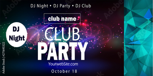party flyer poster. Futuristic club flyer design template