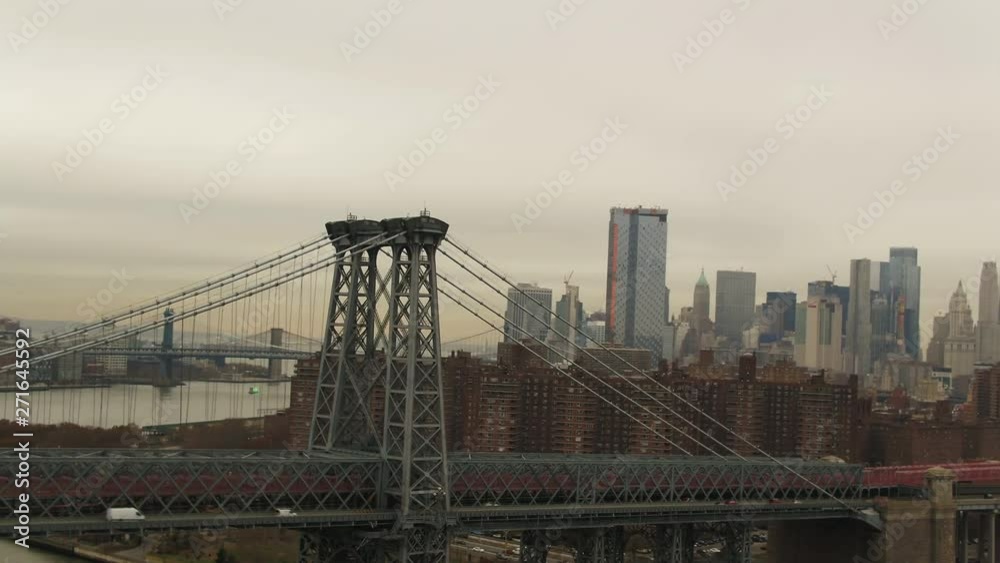 Pan right aerial, Williamsburg Bridge Pan right aerial, Williamsburg Bridge