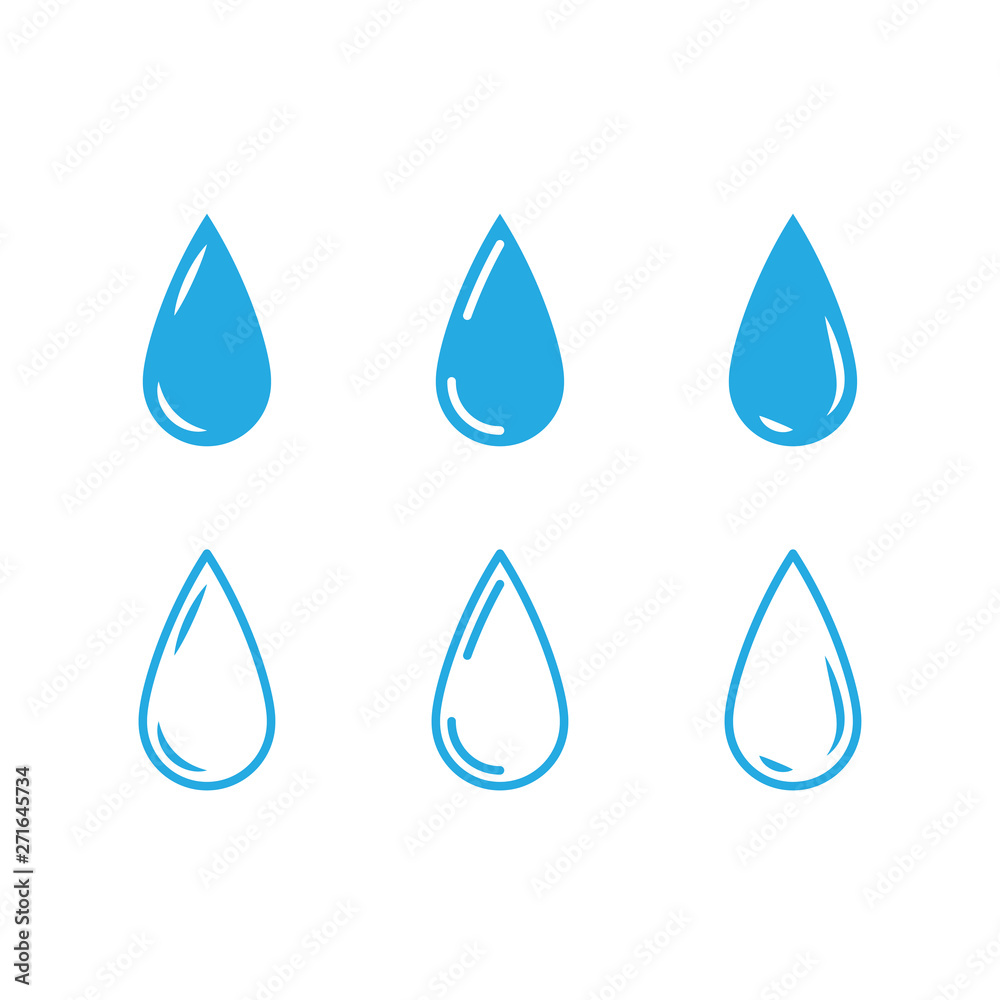Water drops icon set. Liquid drop symbol illustration. Outline waterdrop. Water drops icon set. Liquid drop symbol illustration. Outline waterdrop.