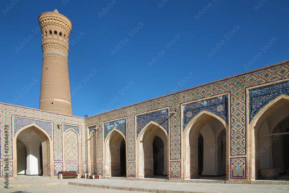 Corner of Poi Kalyan madrasa in Bukhara, Uzbekistan