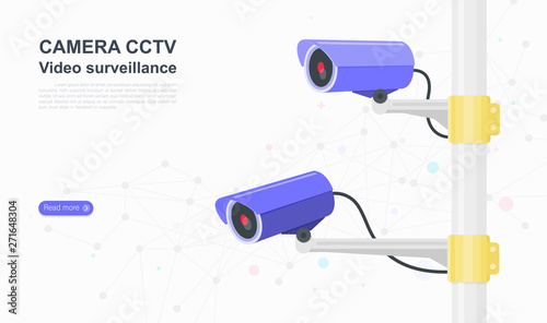 Camera cctv. video surveillance. landing page graphic design website template. Vector illustration