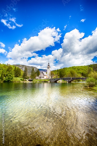 Ribcev laz, village on Bohinj lake in Slovenia, landscape