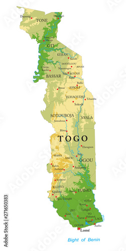 Togo physical map