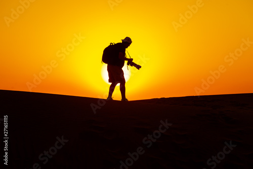 Shooting sunset in the desert