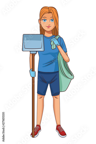 cleaning service person avatar cartoon character