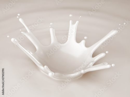 3d render image of milk splash