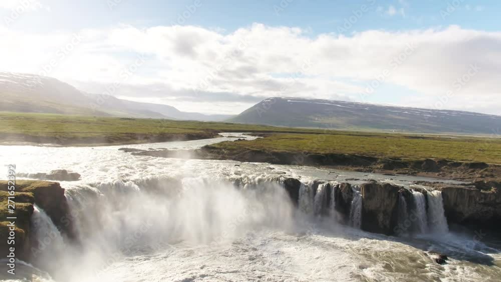 Wide aerial, Godafoss in remote Iceland Wide aerial, Godafoss in remote Iceland