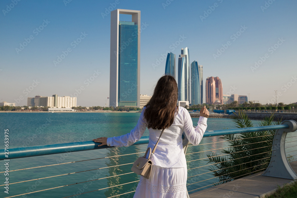 UAE. Woman in quay Abu Dhabi