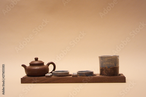 Very beautiful tea composition. Shooting in a studio with artificial light