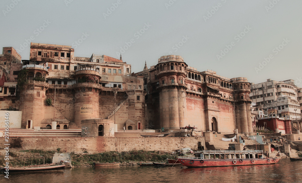 Ghats in Varanasi, Ganga river, Manicarnika ghat, boat trip, holy place