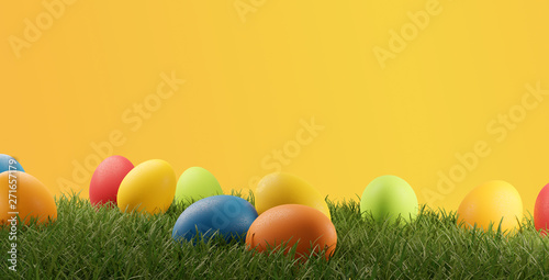 colorful Easter eggs green ...