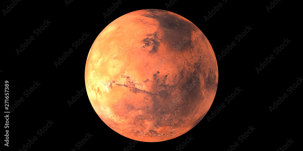 Naklejka premium Mars planet red black background