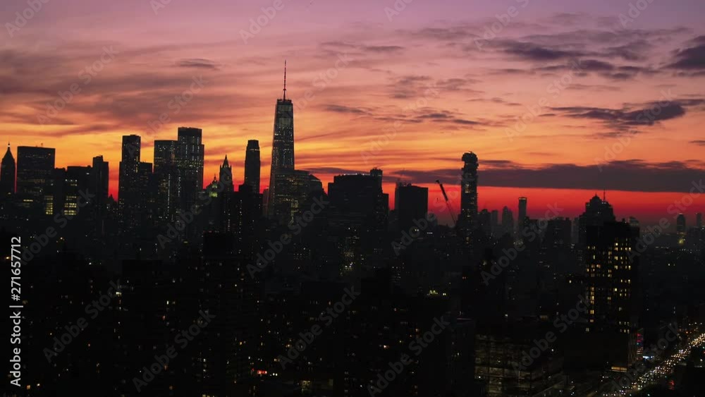 New York City sunset, wide aerial New York City sunset, wide aerial