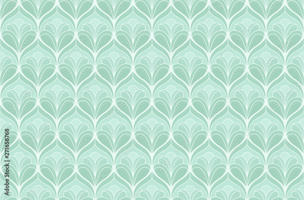 Elegant Damask Floral Vector Seamless Pattern. Decorative Flower Illustration. Abstract Art Deco Background.