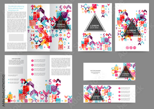 Set of color abstract brochure template with geometric elements