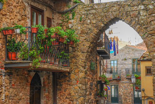 The characteristic medieval village of Pollina, a beautiful town in the Sicilian province of Palermo, called the balcony on the Tyrrhenian Sea.